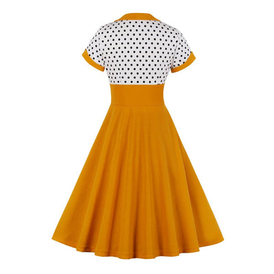 Vintage Plus Size Swing Kjole Orange Hvid