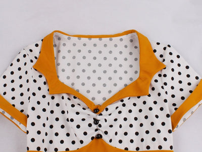 Vintage Plus Size Swing Kjole Orange Hvid