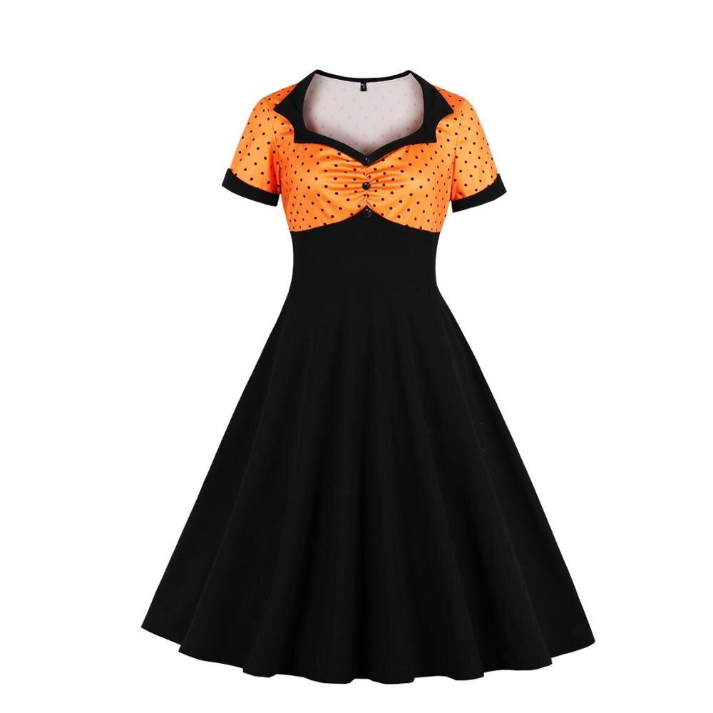Vintage Plus Size Swing Dress Orange Sort