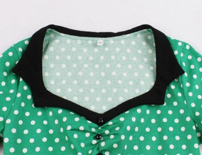 Vintage Plus Size Swing Dress Grøn Sort