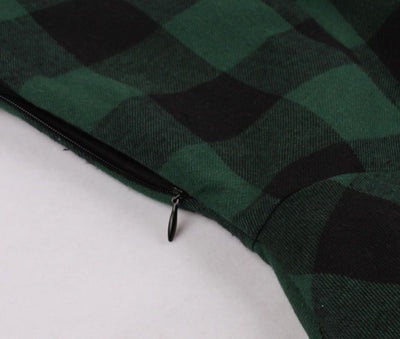 Vintage Plus Size Grøn Ternet Kjole