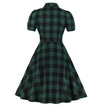 Vintage Plus Size Grøn Ternet Kjole
