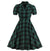 Vintage Plus Size Grøn Ternet Kjole
