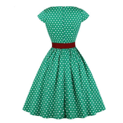 Vintage Plus Size Grøn Bæltekjole