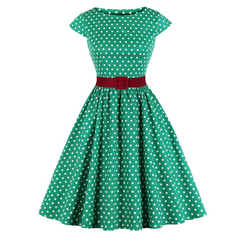 Vintage Plus Size Grøn Bæltekjole