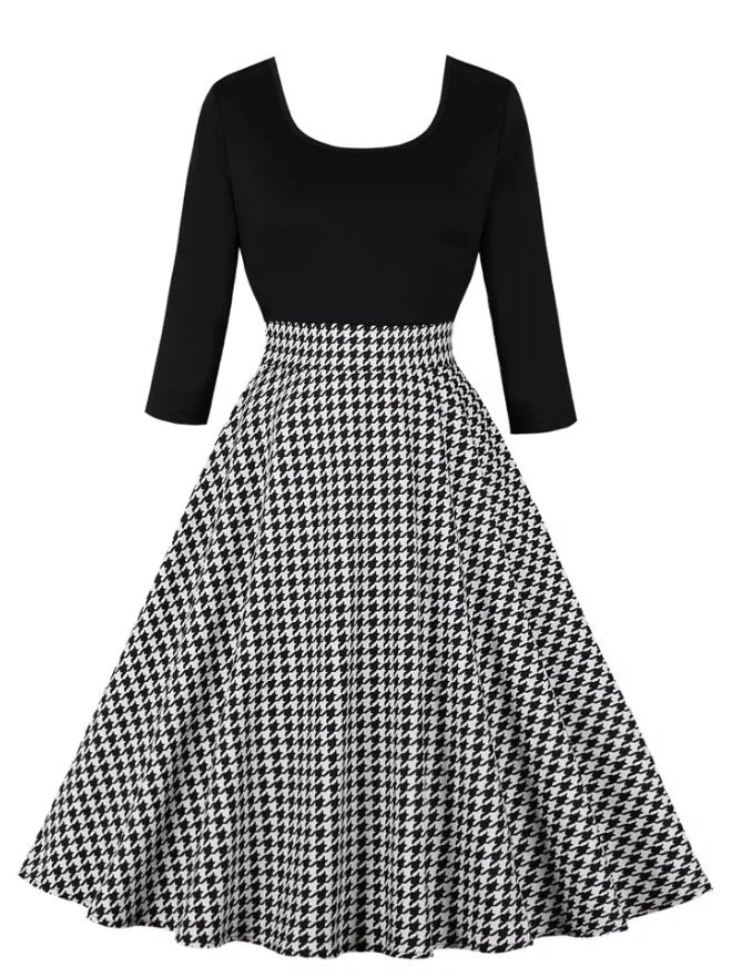 Vintage Grå Ternet Kjole