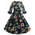 Vintage Sort Blomstret Vinterkjole