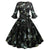 Vintage Sort Vinterblomster Kjole