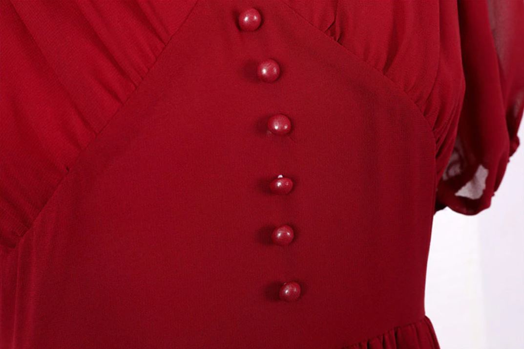 Vintage Lang Kjole 50'er Bourgogne