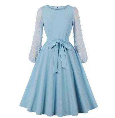 Vintage Lang Boho Kjole Blå