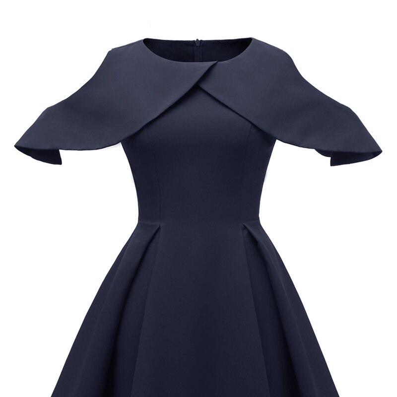 Vintage Marineblå Kjole Med Flæsekrave