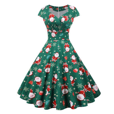 Grøn Plus Size Vintage Julekjole
