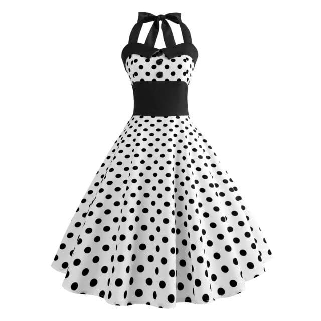 Vintage Kjole - Hvid Polka Dot Pin-Up