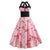Vintage Pink Pin-Up Kjole Med Blomster