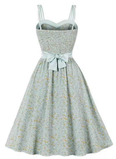 Vintage Pin Up Flower Print Kjole