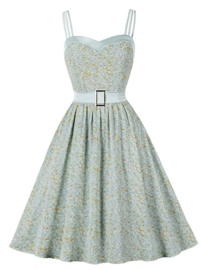 Vintage Pin Up Flower Print Kjole