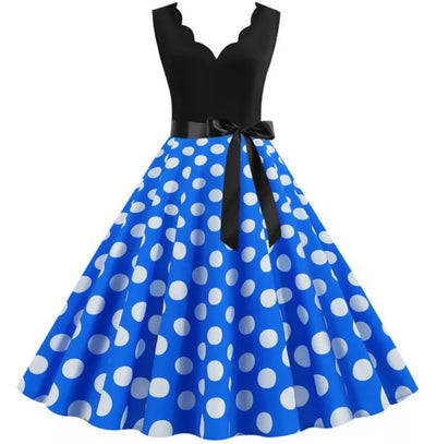 Vintage Pin Up Kjole Hvide Polka Dots
