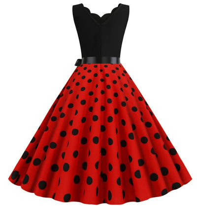 Vintage Pin Up-Kjole, Sorte Polka-Prikker