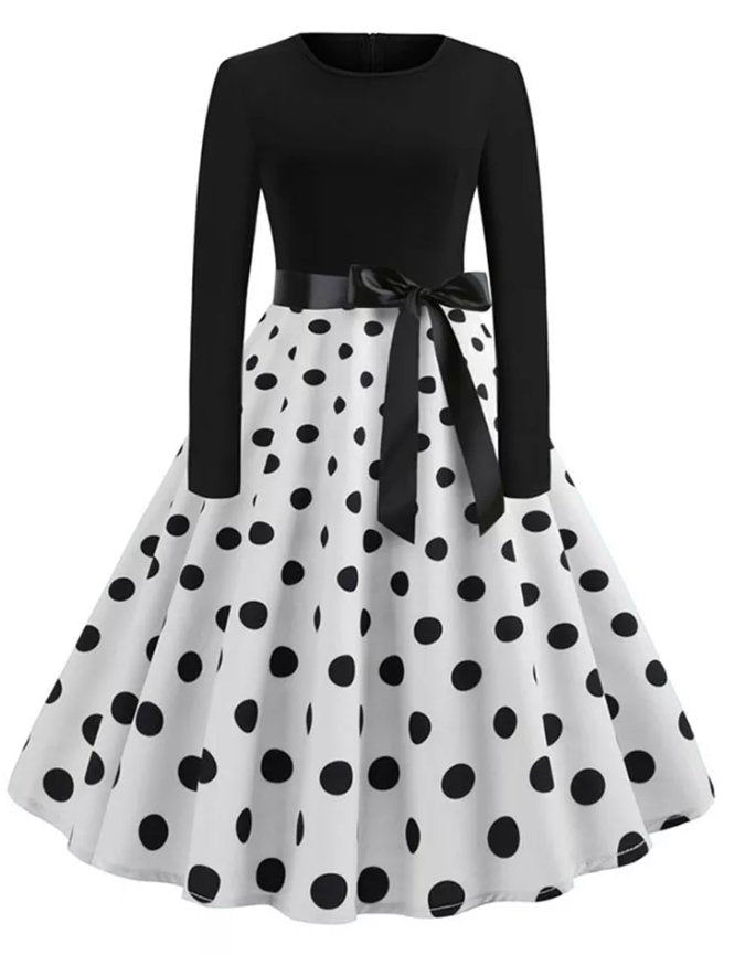 Vintage Pin Up-Kjole, Sorte Polka-Prikker