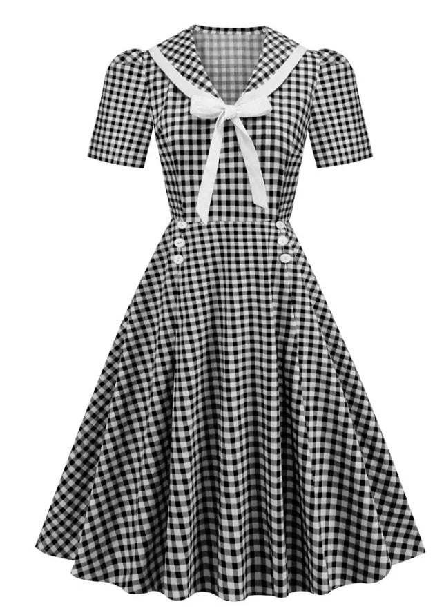 Vintage Pin Up Ternet Kjole Sort