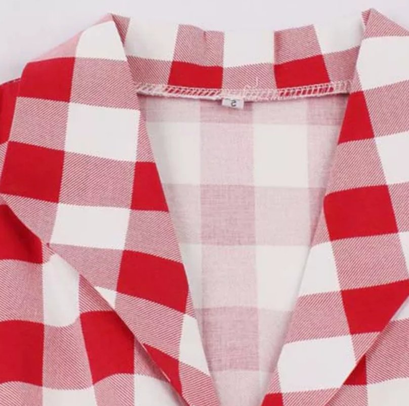 Vintage Pin Up Rødternet Kjole