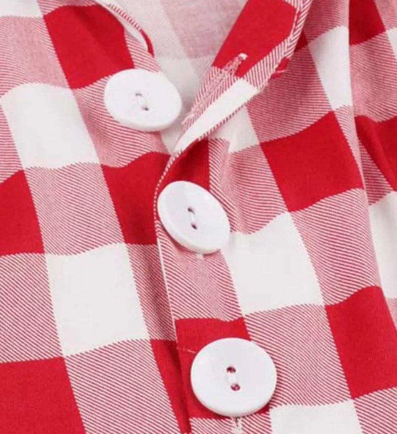 Vintage Pin Up Rødternet Kjole