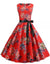 Vintage Pin Up Kjole Røde Blomster