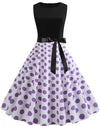 Vintage Pin Up Kjole Lilla Polka Dots