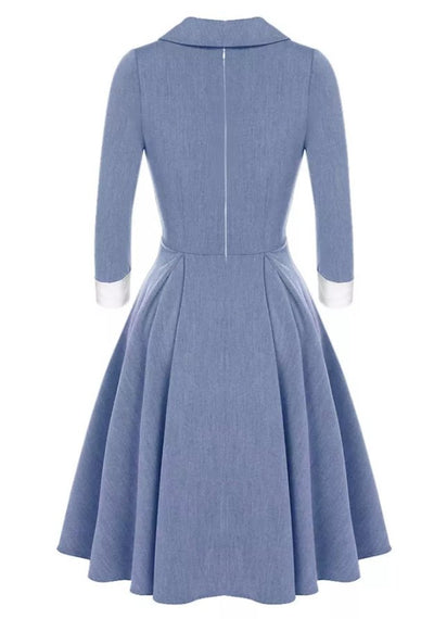 Blå Plisseret Vintage Kjole