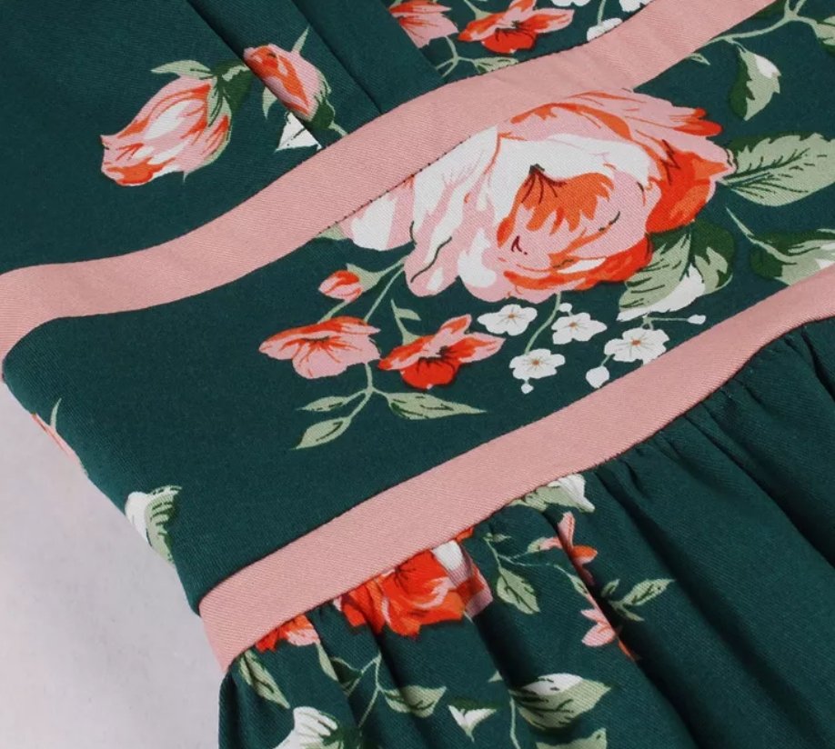 Vintage Plisseret Blomsterkjole