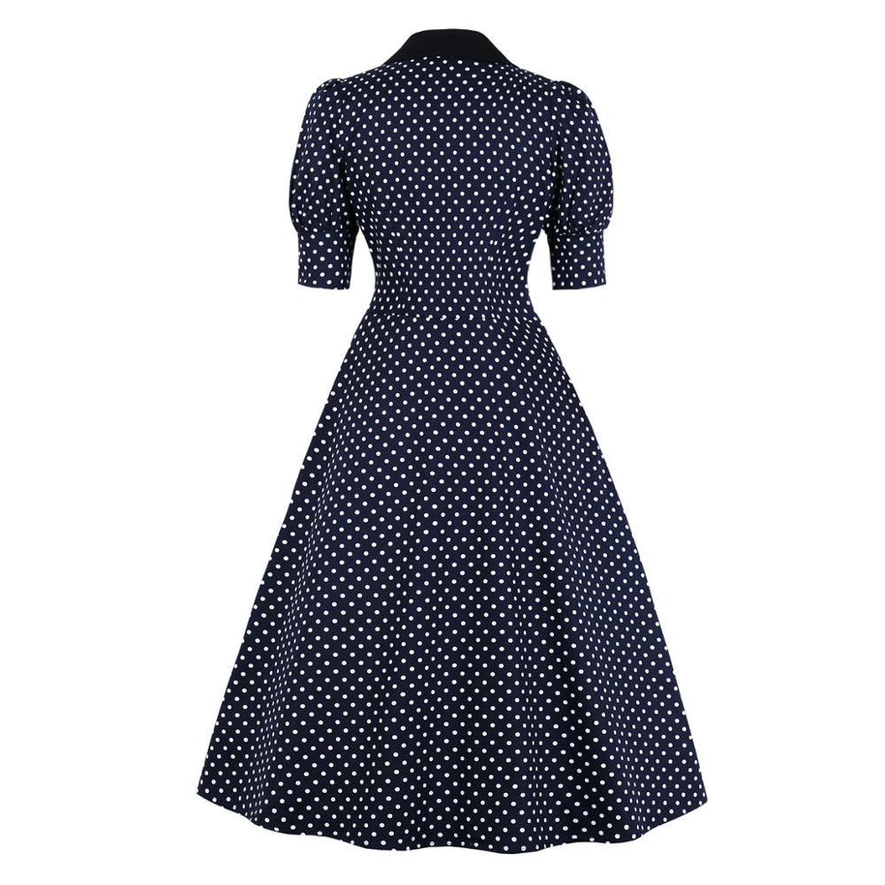 Vintage Navy Polka Dot Kjole
