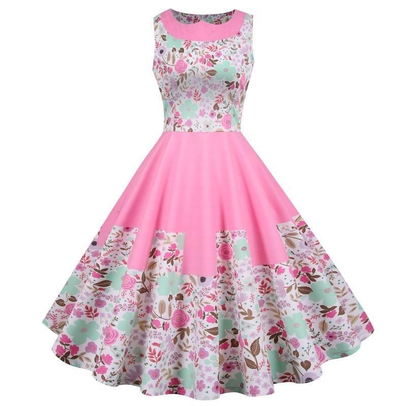 Vintage Prinsessekjole Lyserøde Blomster
