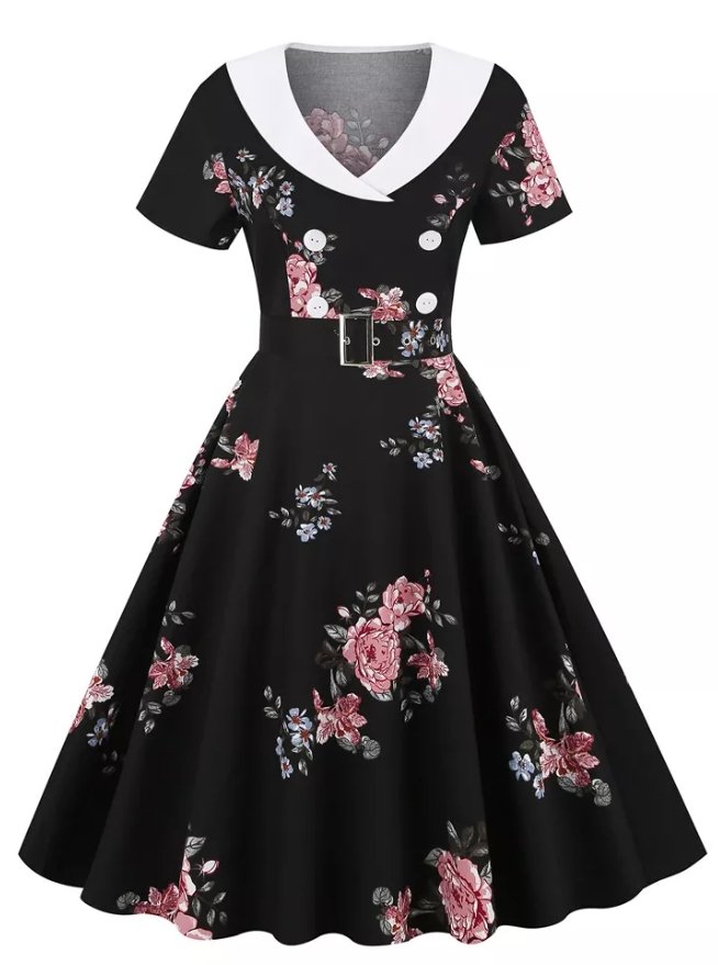 Vintage Rockabilly Kjole 50'er Blomster