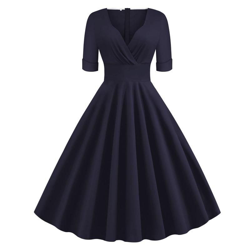 Vintage Rockabilly Kjole 50'er Navy