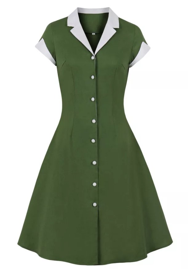 Vintage Rockabilly Kjole 50'er Grøn