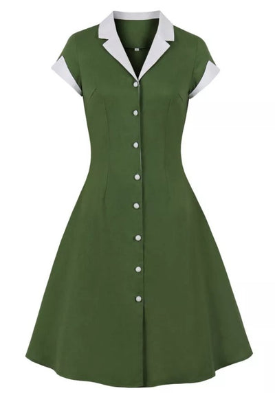 Vintage Rockabilly Kjole 50'er Grøn