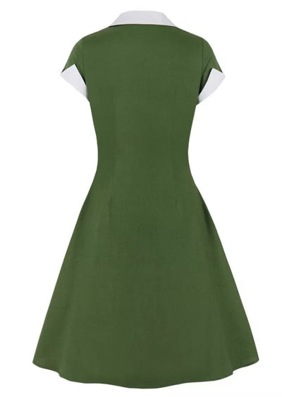 Vintage Rockabilly Kjole 50'er Grøn
