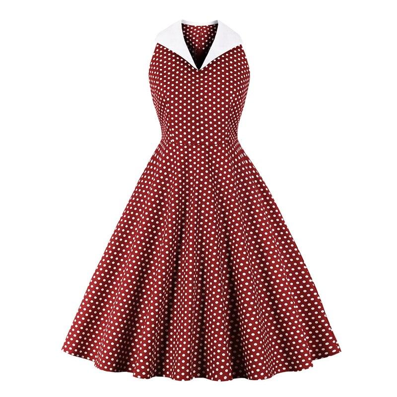 Vintage Rockabilly Bomuldskjole Bourgogne