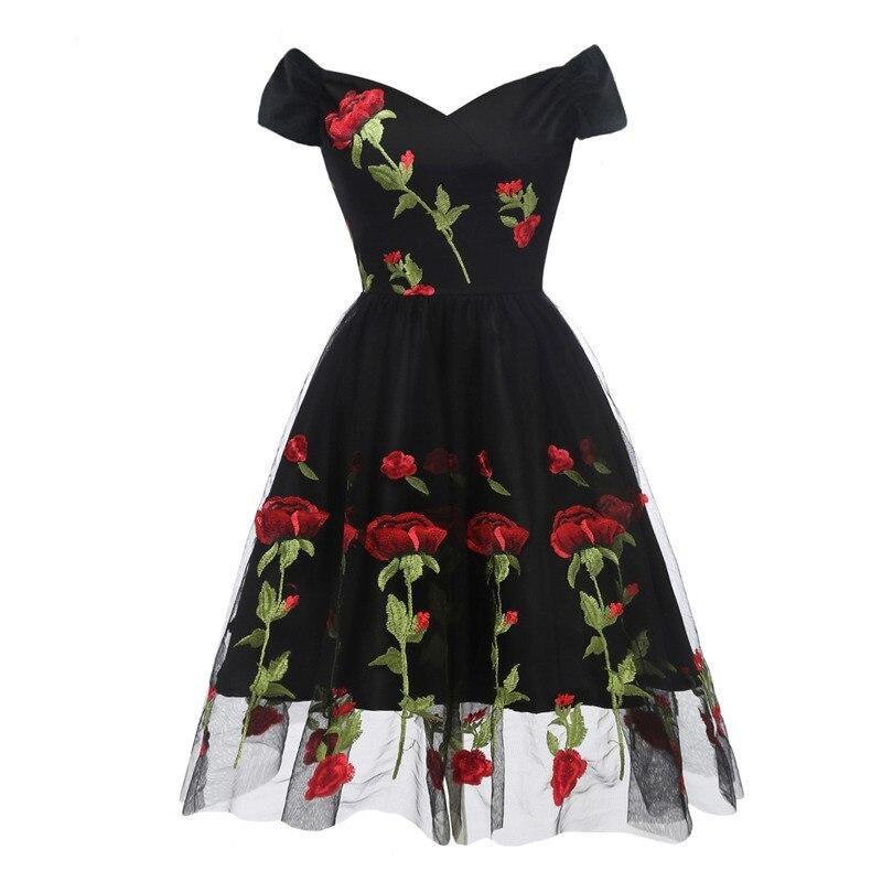 Vintage Rockabilly Blondekjole Sort