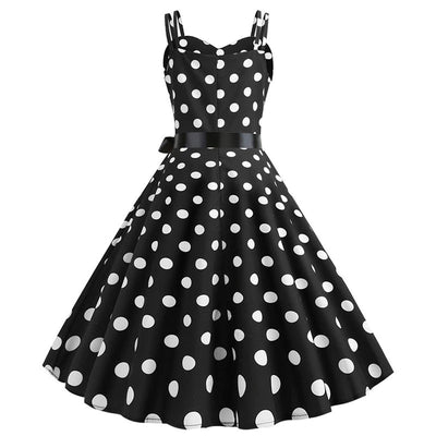 Vintage Rockabilly Kjole, Sorte Prikker