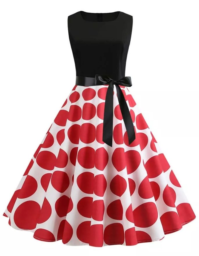 Vintage Rød Og Sort Rockabilly Kjole