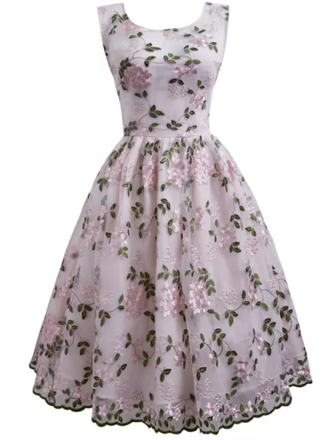 Vintage Rose Broderet Kjole
