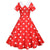 Vintage Rød Polka Dot Wide Neck Kjole