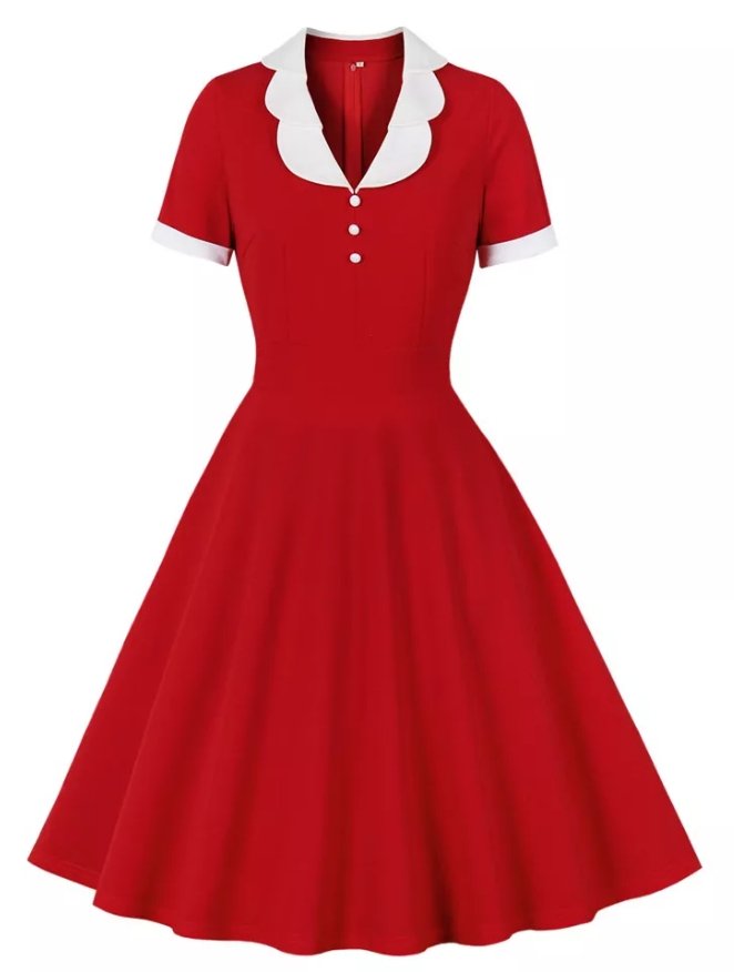 Passionsrød Vintage Kjole