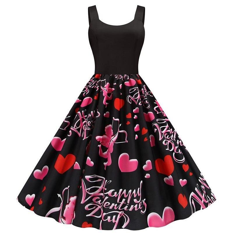 Vintage Sort Valentinsdag Amor Kjole