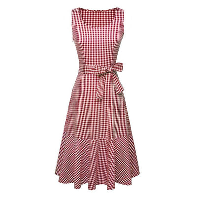 Rød Vintage Kjole Uden Ærmer
