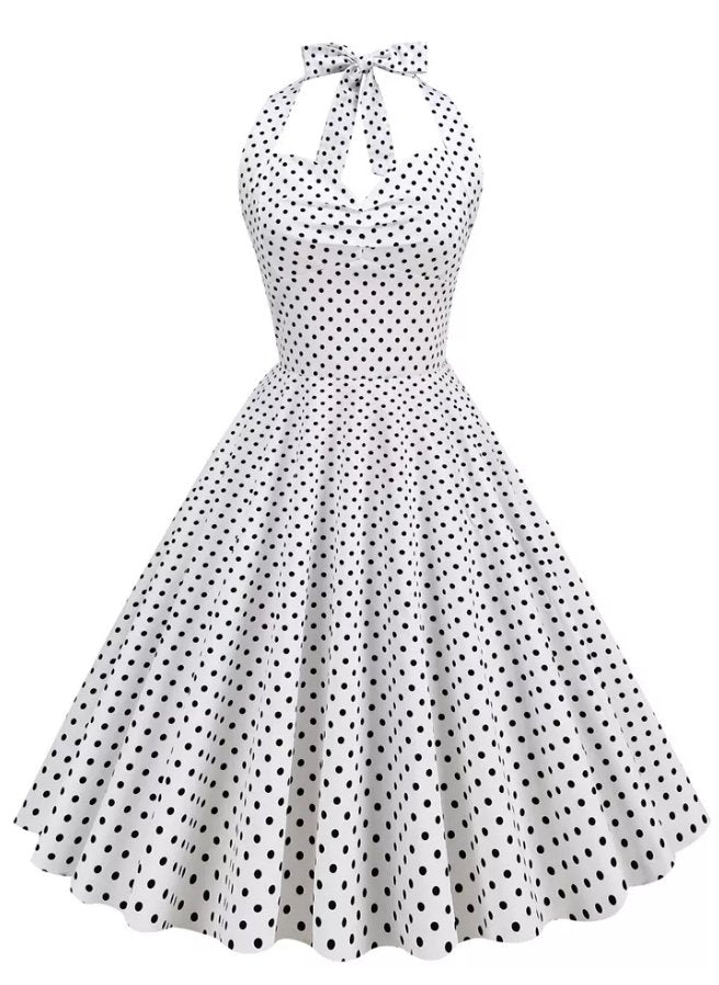 Vintage Sexet Pin Up Kjole Hvid