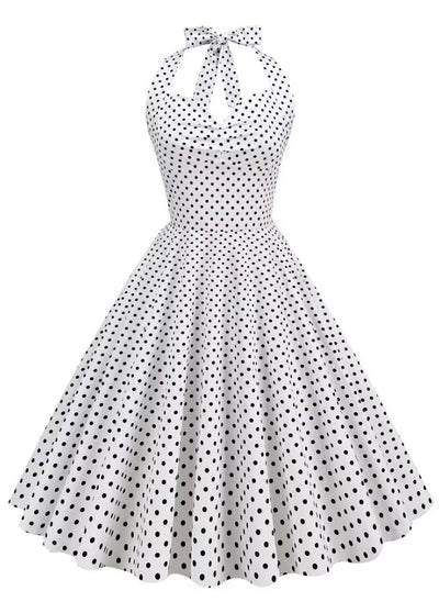 Vintage Sexet Pin Up Kjole Hvid