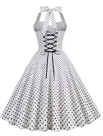 Vintage Sexet Pin Up Kjole Hvid
