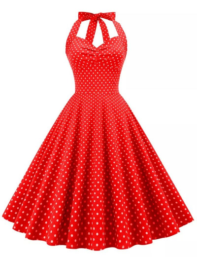 Vintage Sexet Pin Up Rød Kjole